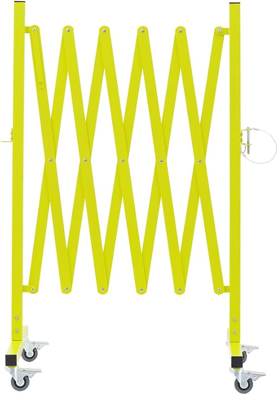 Barricada metal expandible 8ft amarillo portátil con ruedas