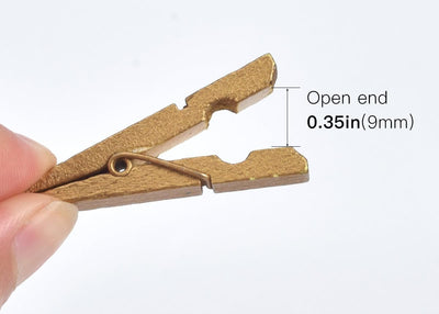 50 Pinzas Madera Dorado Mini para Fotos Arte Manualidades