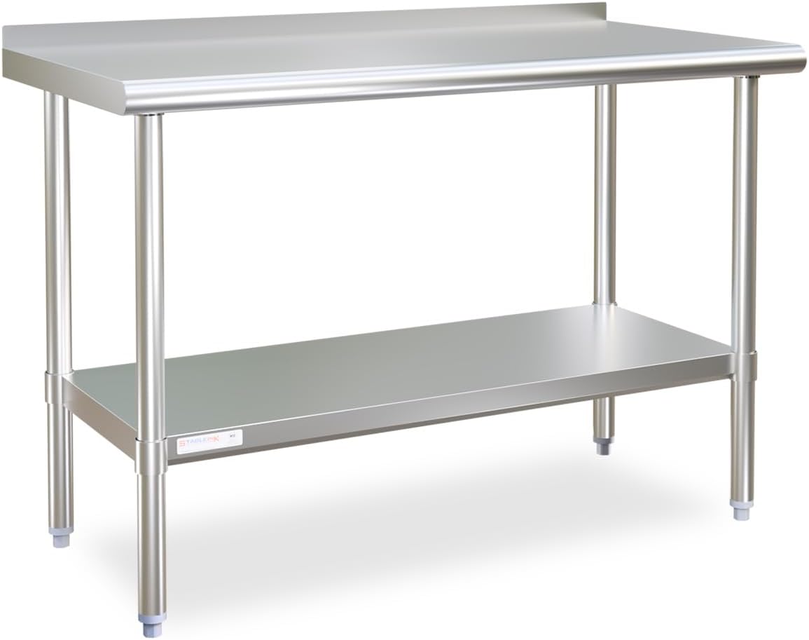 Mesa acero inox 48x24pulg con estante ajustable cocina comercial