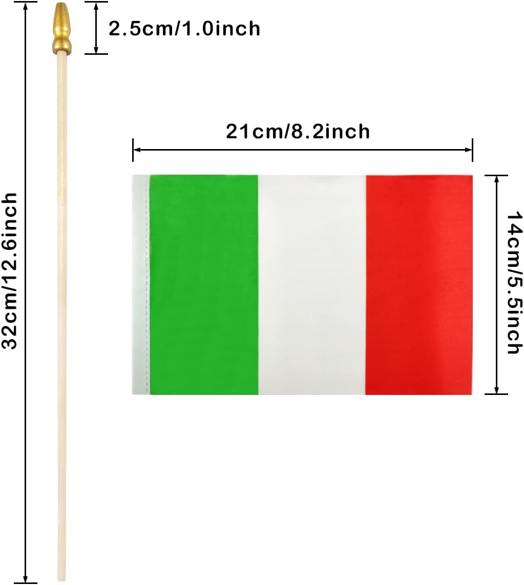 Banderas Italia poste madera 12 pzas