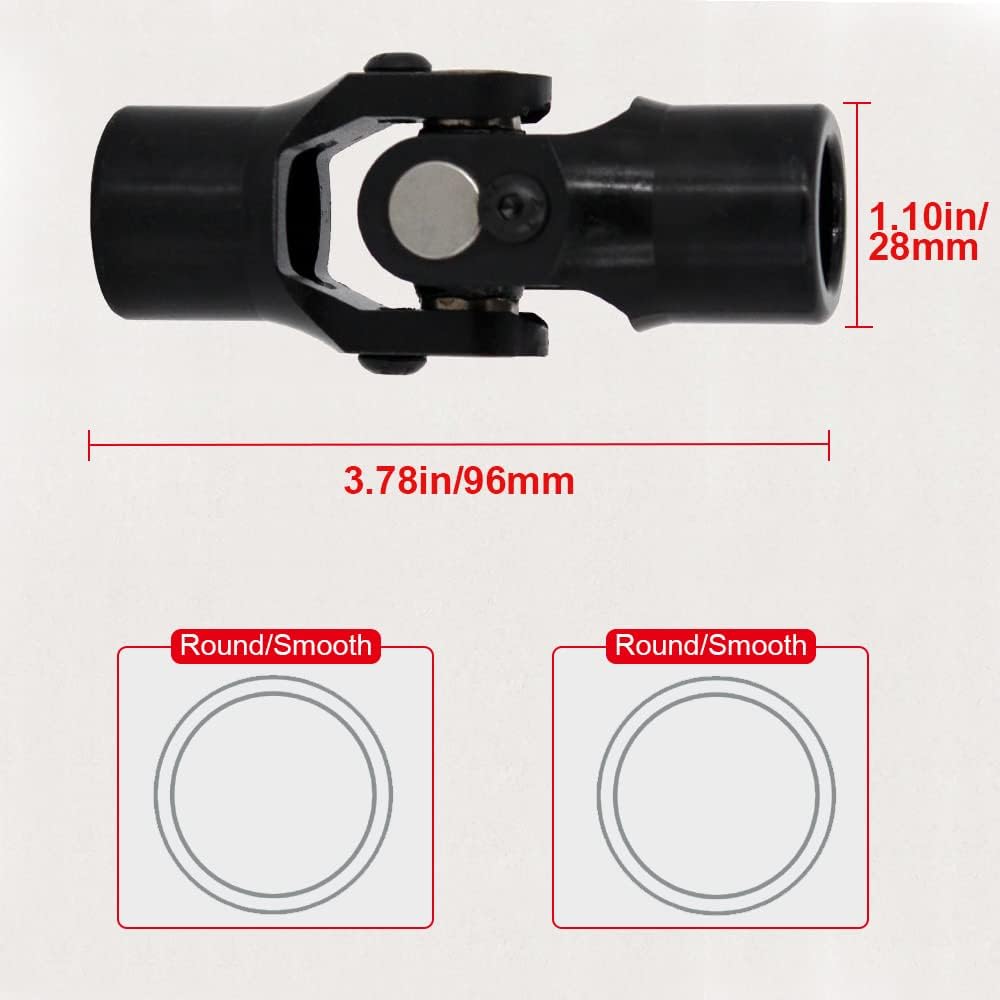 Juntas dirección redondas 3/4" suaves eje U 96mm 35° negro