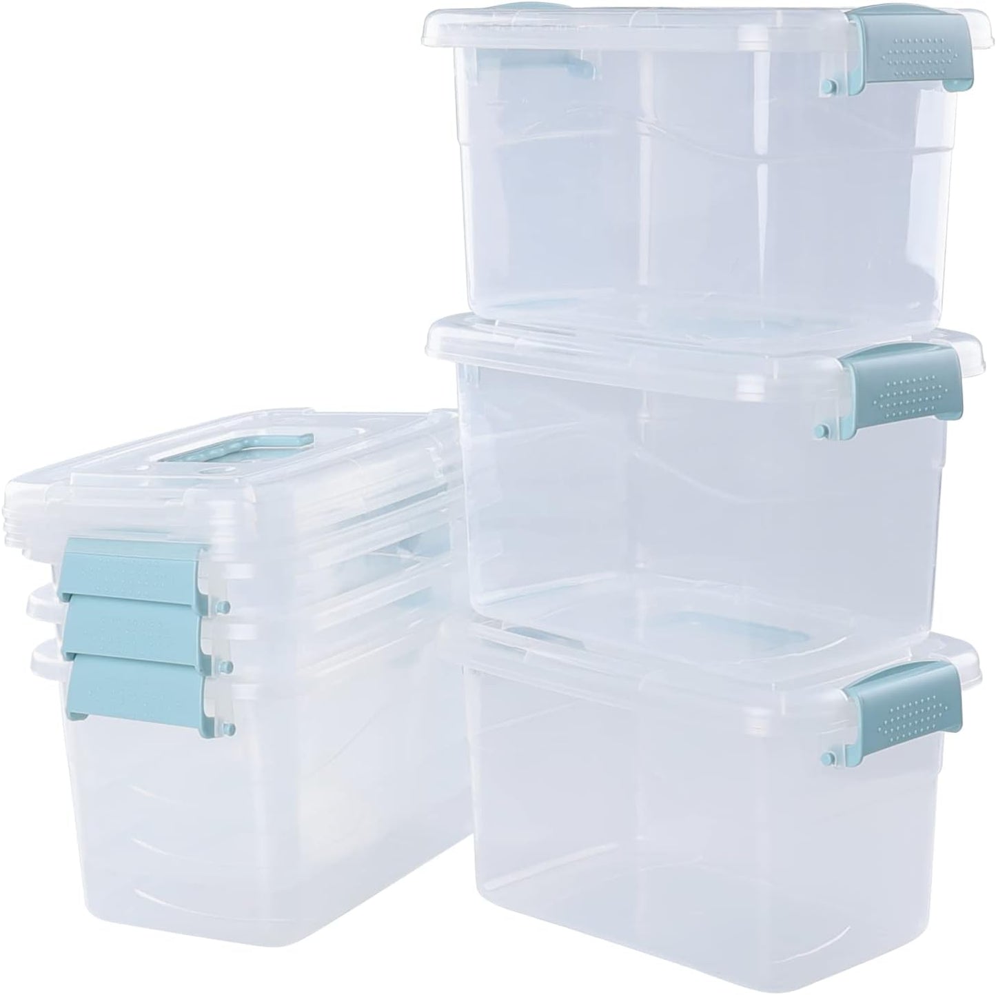 Contenedor 6qt plástico con mango verde menta 6 Pzas