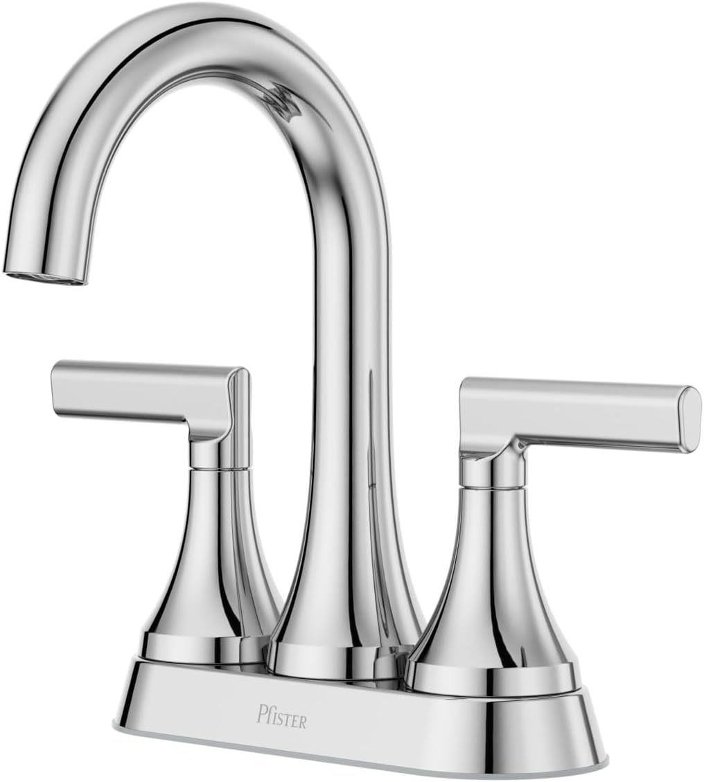 Grifo baño central 2 manijas 4pulg cromo pulido