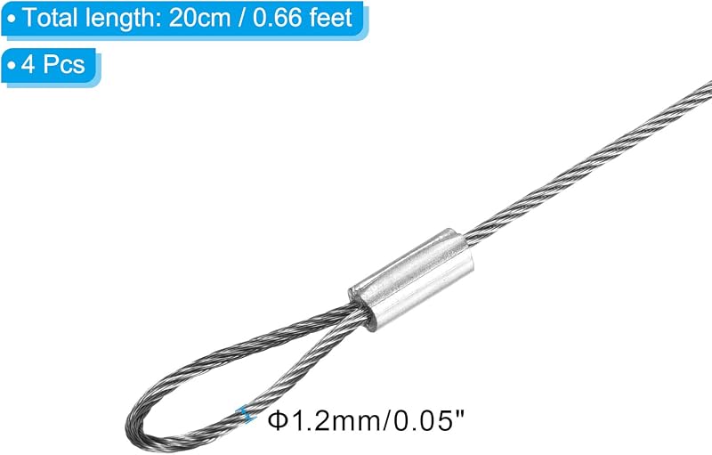 Cable seguridad 8pulg set 4 luces acero inox doble bucle DJ