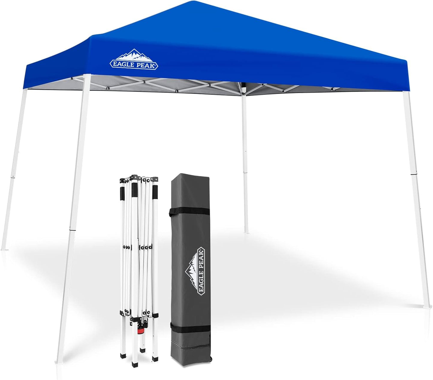 Pérgola plegable tela 10x10ft patas inclinadas exterior azul