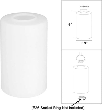 6 Pzas fundas vidrio esmerilado blanco ajuste 1-5/8pulg