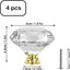 4 Pomos Cristal Diamante para Cajones Puerta Dorado