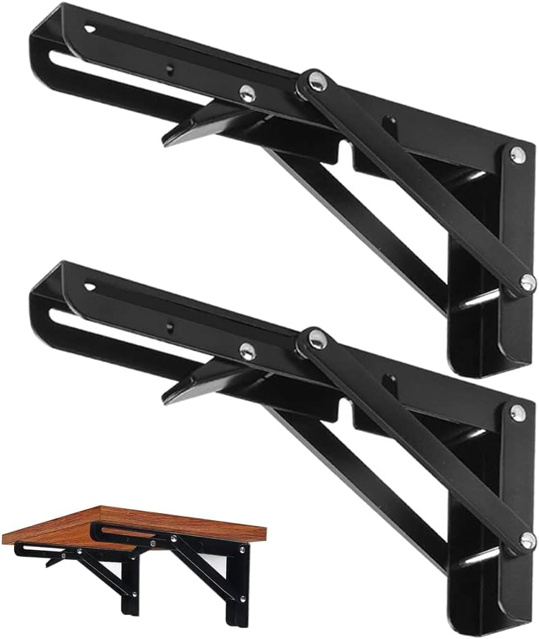 2 Soportes plegables metal 10pulg para estantes negro