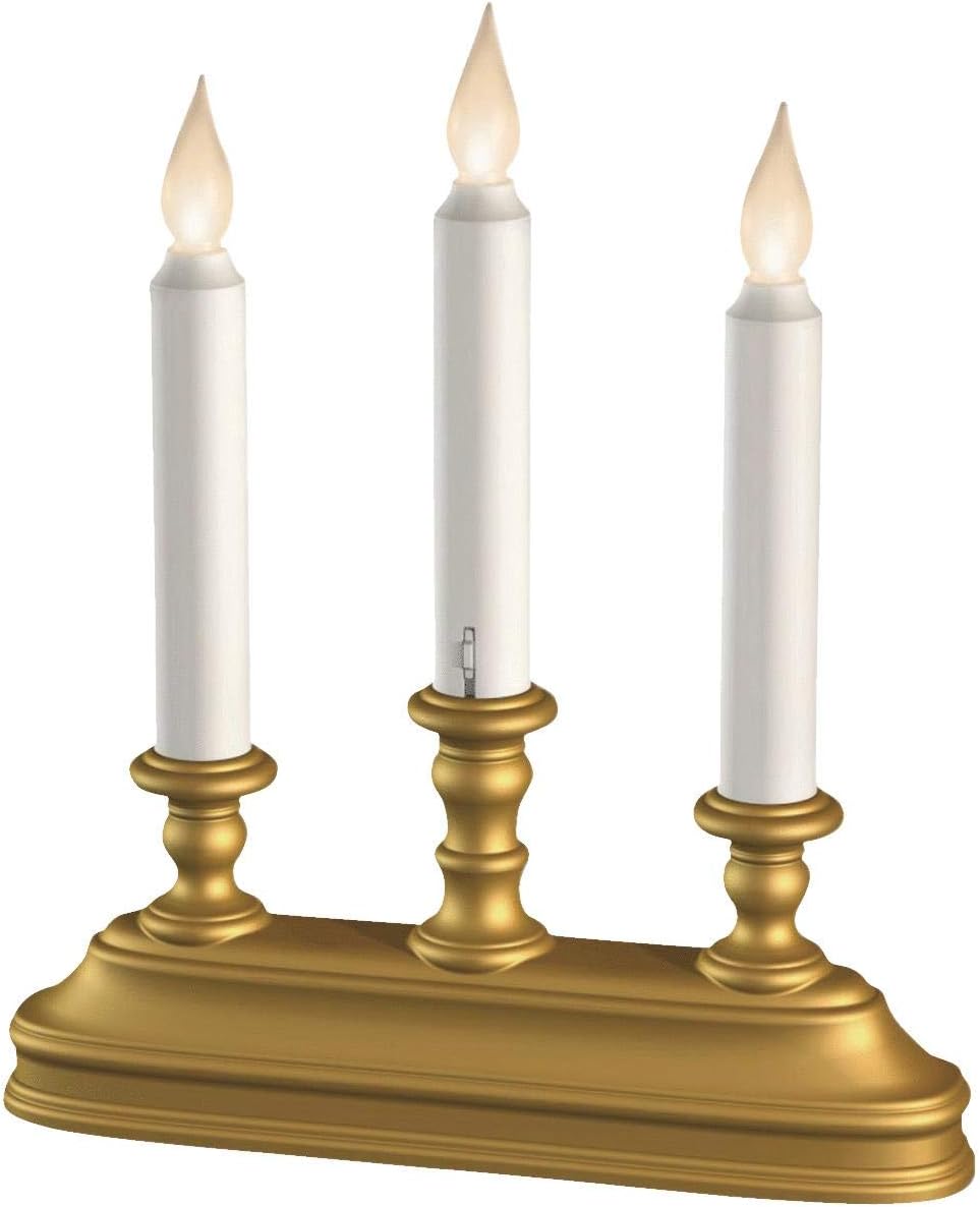 Candelabro LED para ventana luz blanca cálida base dorada