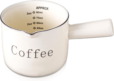 Taza medidora espresso cerámica 3oz blanco con asa