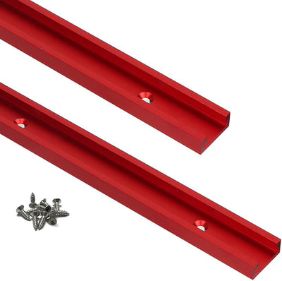 2 Pzas T-Track Aluminio 400mm 3/4 con Agujeros para Madera