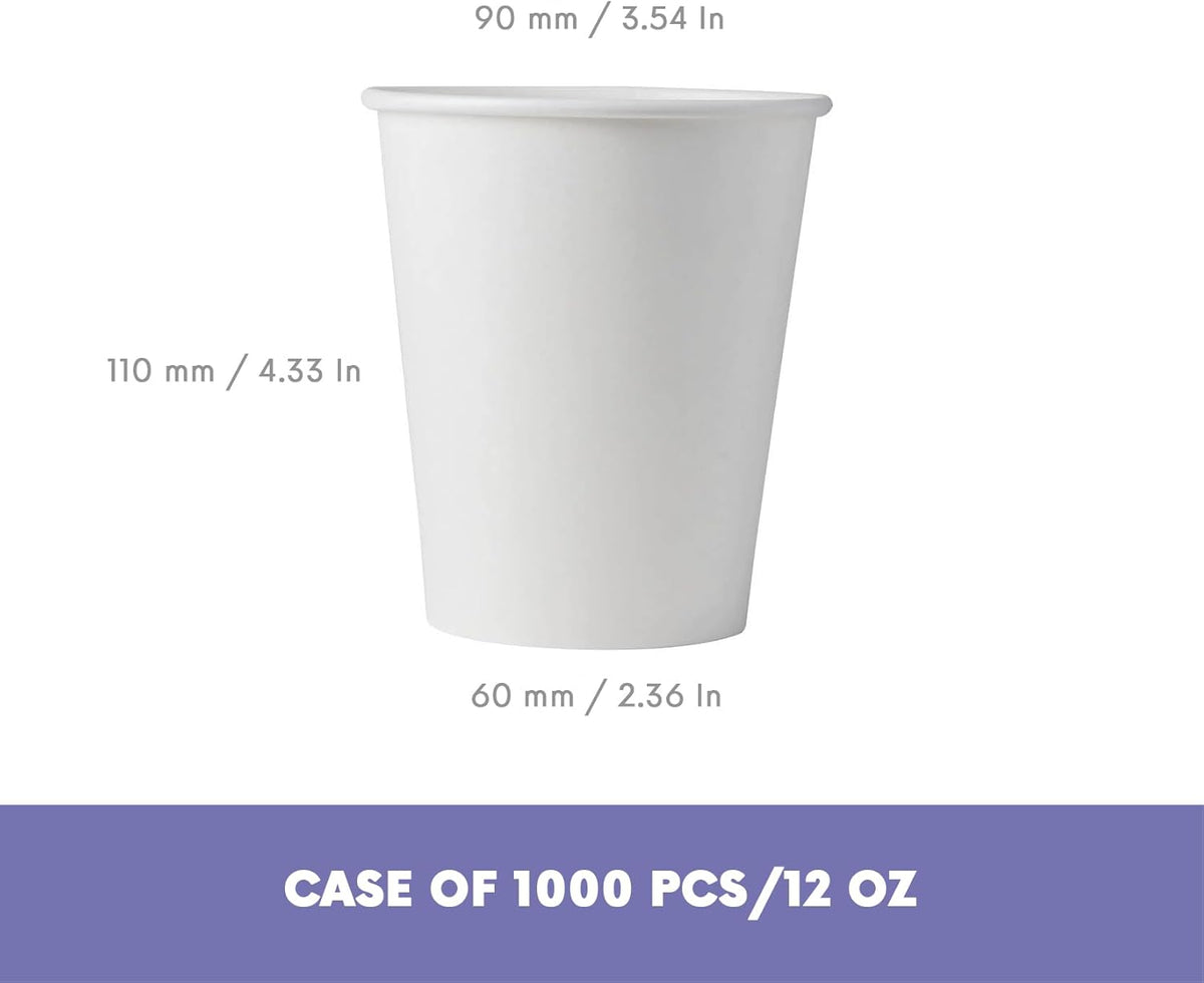 Taza papel capa simple 12oz blanca 90mm 1000uds certificada FSC