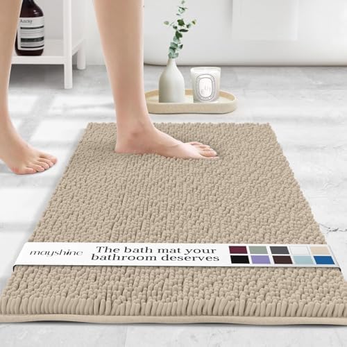 Tapete baño microfibra antiderrap 27.5x47pulg beige