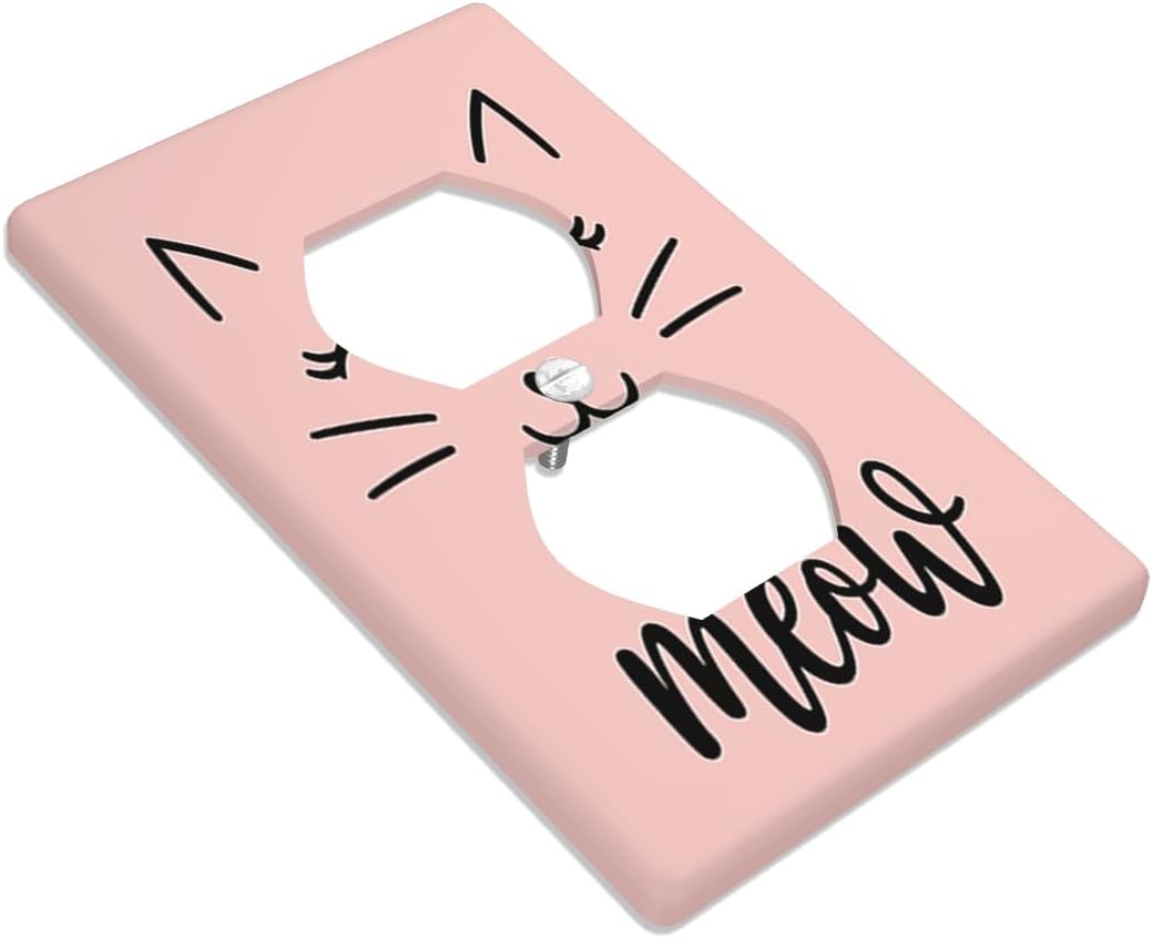 Placa enchufe con cara de gato rosa para hogar oficina