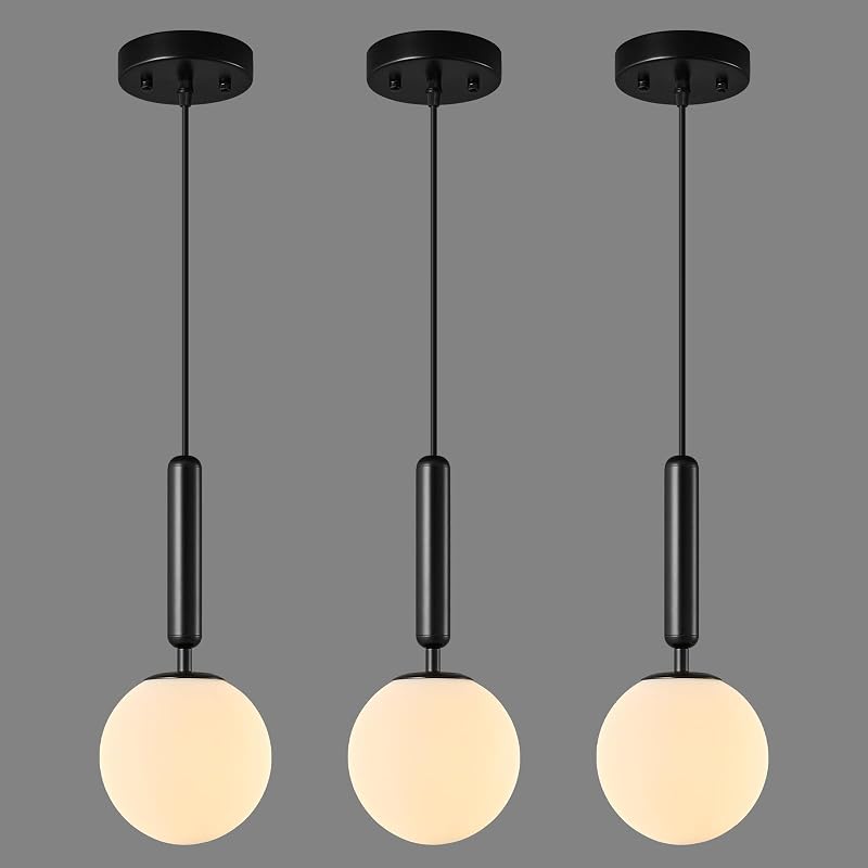 Lámpara colgante moderna isla cocina globo vidrio blanco
