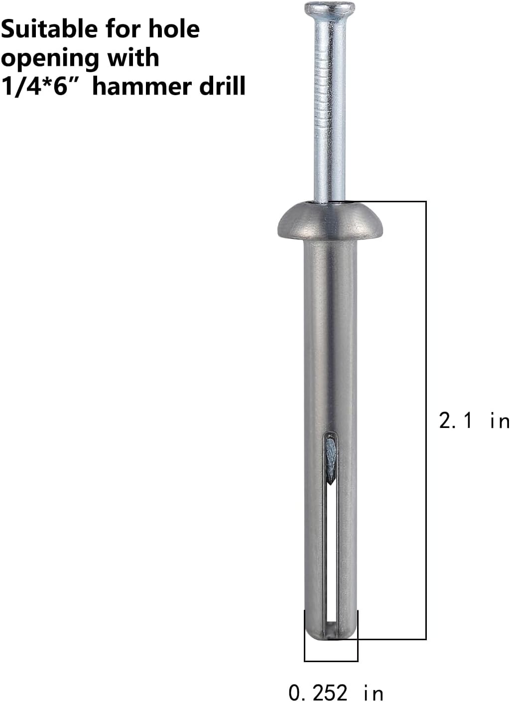Clavo ancla martillo 1/4x2 cemento 100pzas