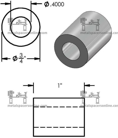 Espaciador acero suave 3/4x3/8 pulg redondo liso