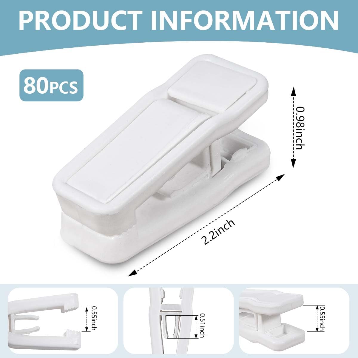 80 Pzas Clips Plástico Perchas Bebé Dedos Terripleto Blanco