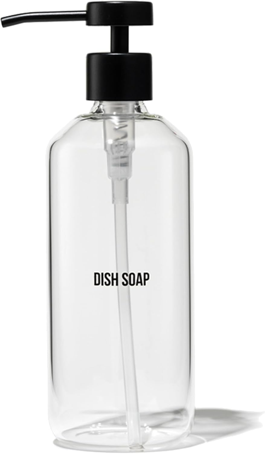 Dispensador jabón platos vidrio borosilicato 16oz