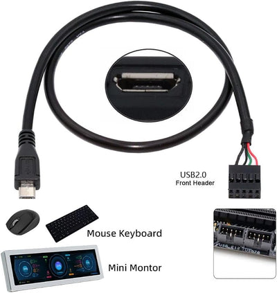 Cable USB 2.0 9/10Pin a Micro USB 5Pin 0.5m
