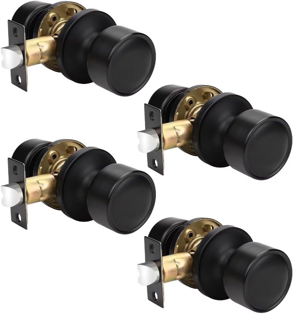 4 Pomas Puerta Negro Mate para Armario y Pasillo Sin