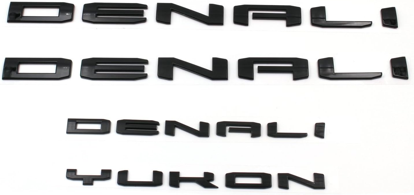 4 Letras Emblemas Denali Yukon XL 21-24 Negro Brillante