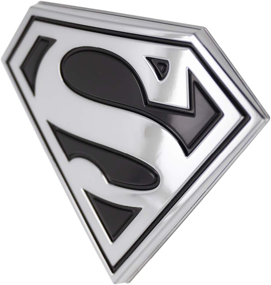Insignia coche Superman logotipo clásico negro cromado