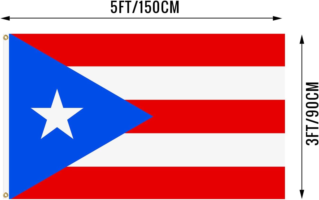Bandera Puerto Rico 3x5ft color vivo con ojales latón decoración