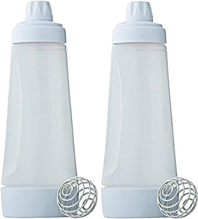 Bote dispensador de masa para panqueques con bola mezcladora y marca de medida