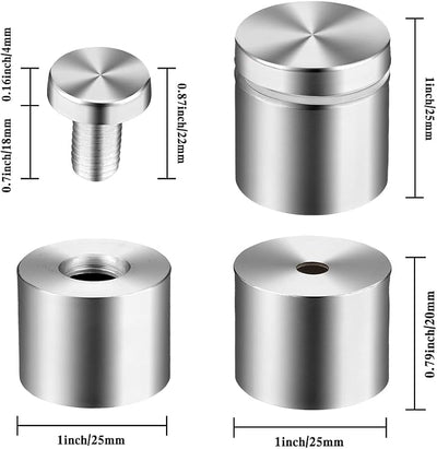 Tornillos separación letreros acrílicos soportes 1x1pulg