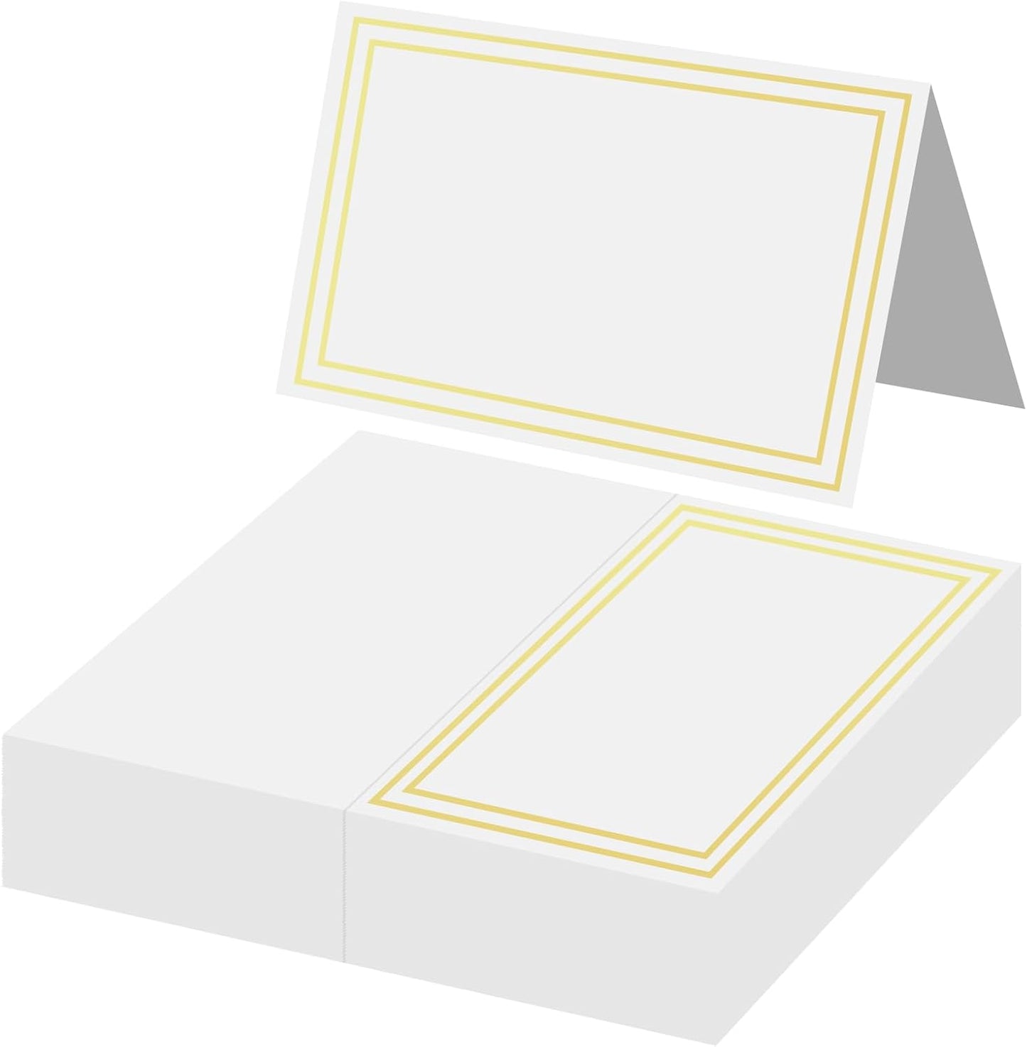50 Tarjetas Mesa 2x3.5pulg Doble Borde Dorado Cartulina Bodas