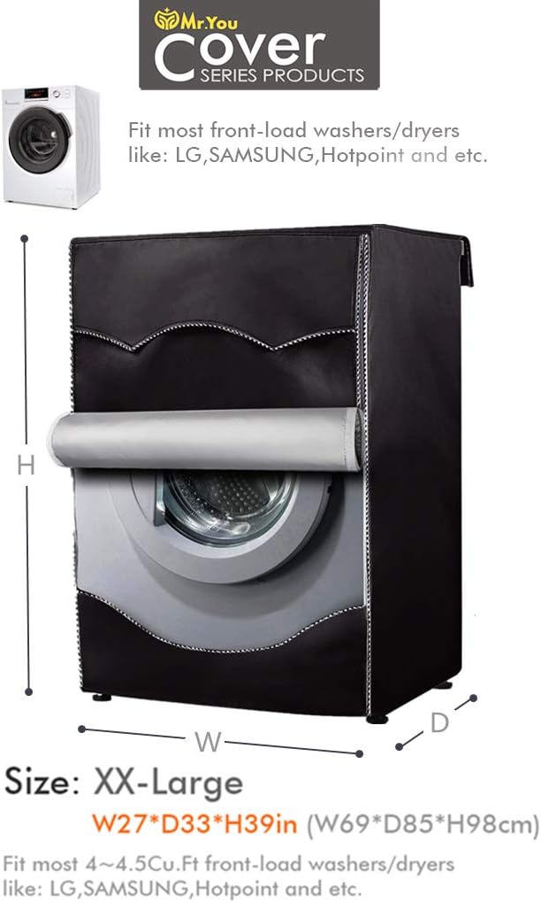 Cubierta lavadora frontal impermeable XXL negro