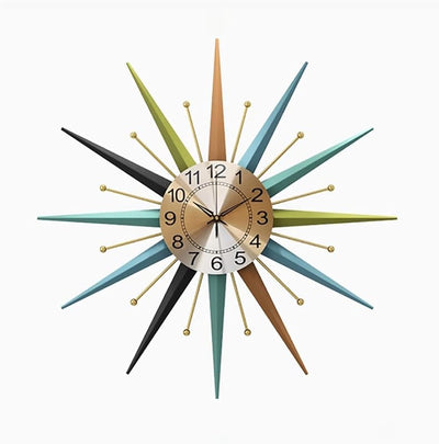 Reloj pared cristal metal estilo mediados siglo 22pulg