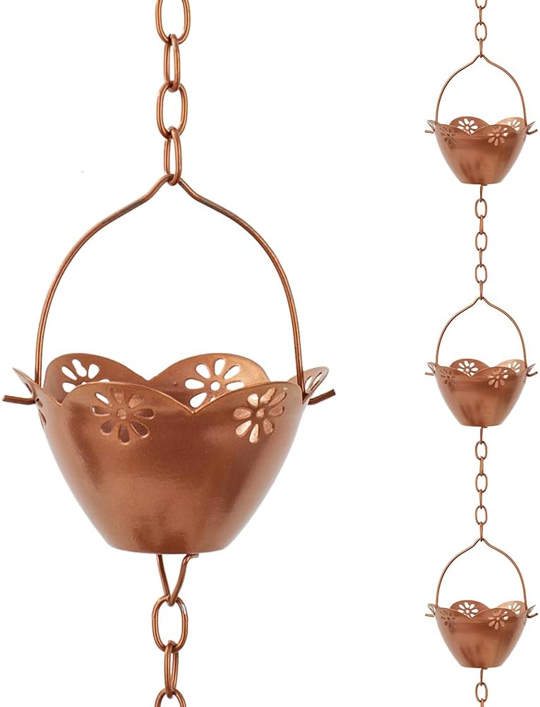 Cadena lluvia cobre ajustable con campana 8.2ft