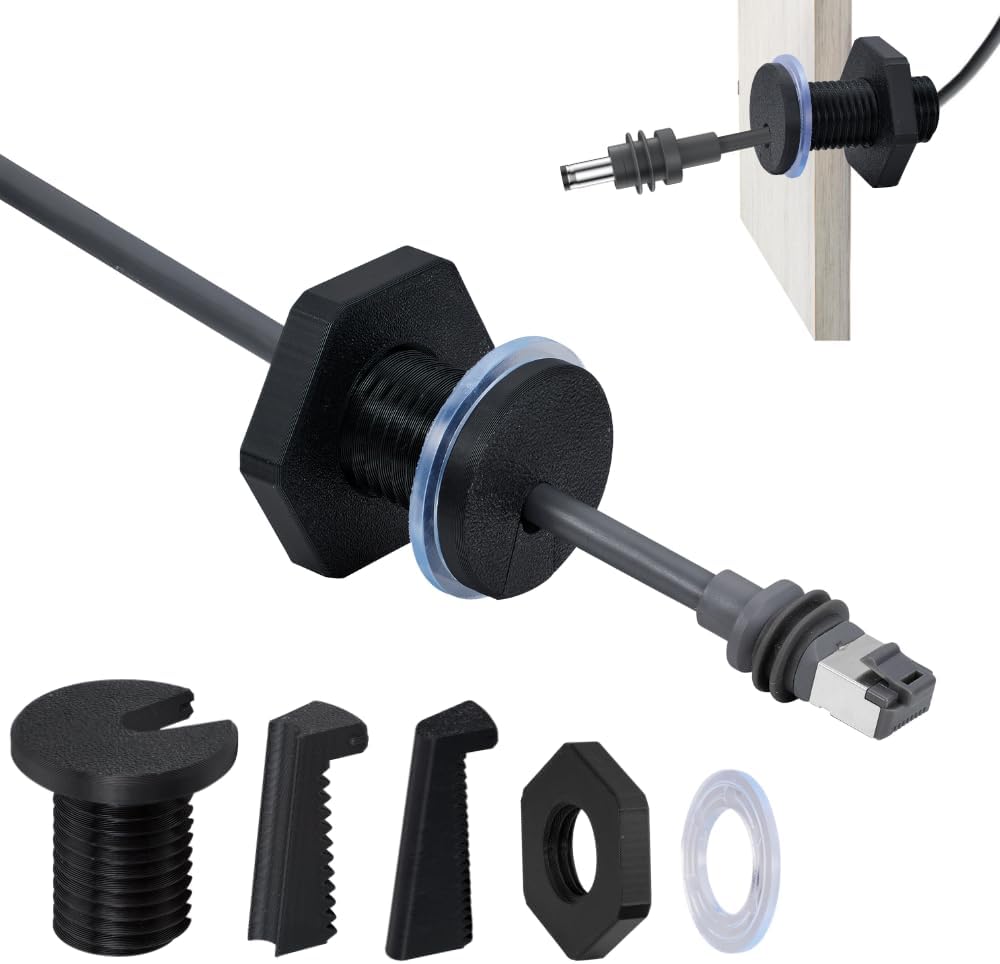 Escotilla cable RV comp Starlink Ethernet Coaxial 35mm Negro