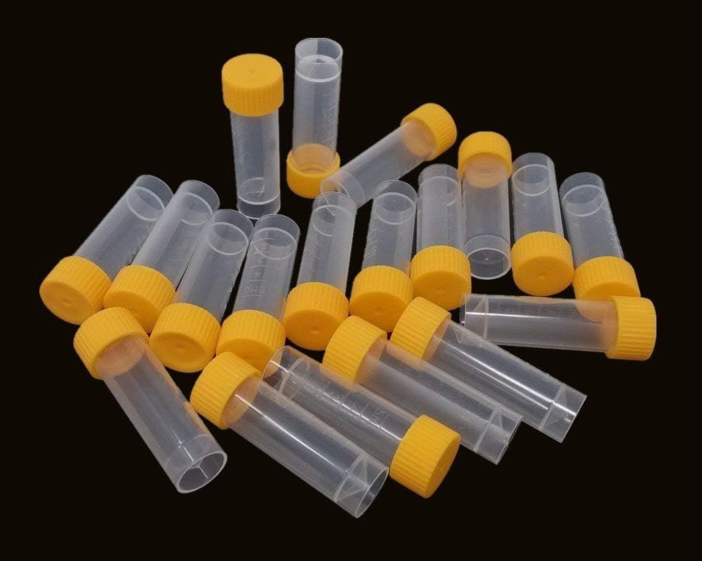 20 Pzas Frascos Plástico 0.2oz Tapón Rosca Naranja