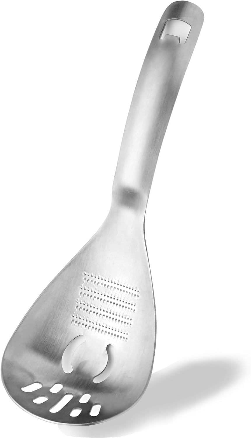 Cuchara 5en1 acero inox para separar huevos y triturar