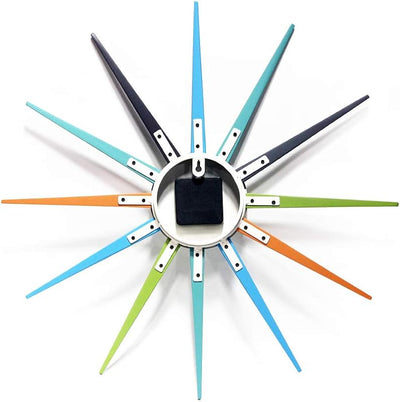 Reloj pared silencioso sin tictac estilo vintage verde azul