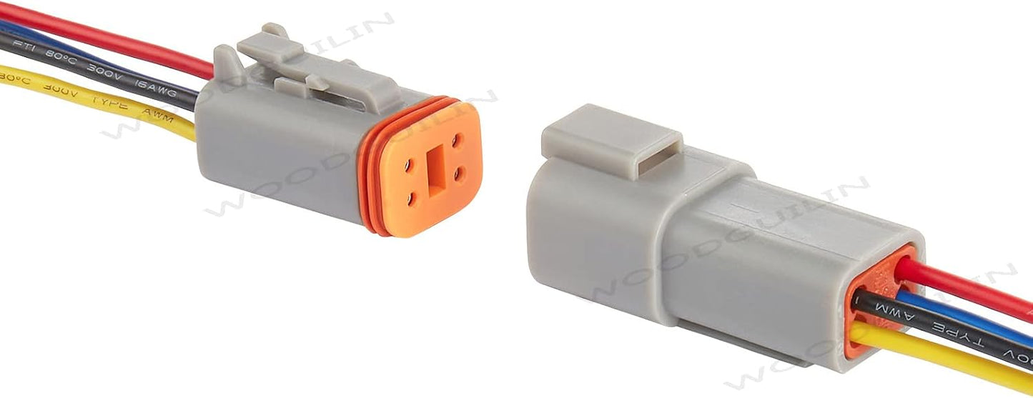 Conector eléctrico 4 vías impermeable 16 AWG para auto