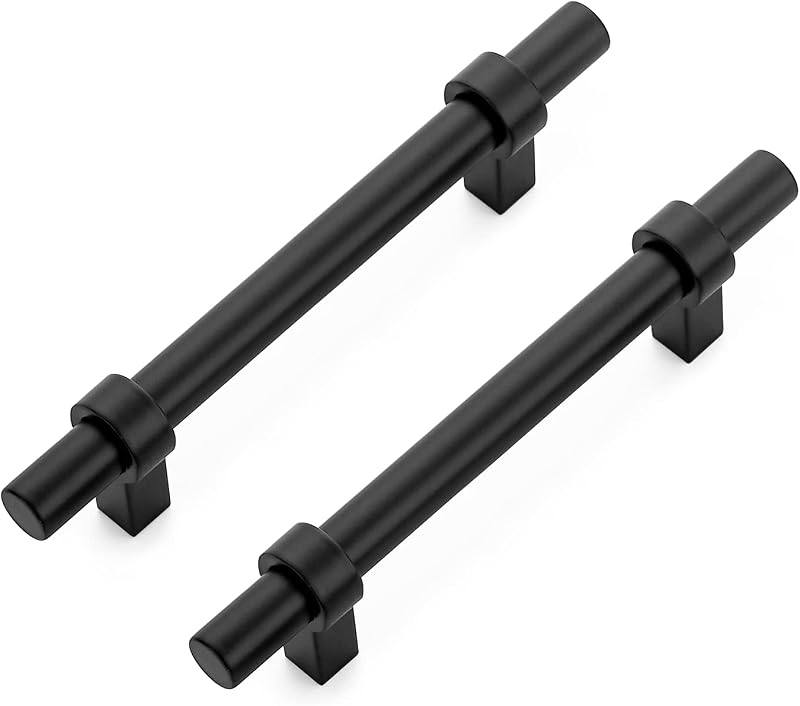 30 Tiradores Gabinete 6" Negro Mate Base Cuadrada