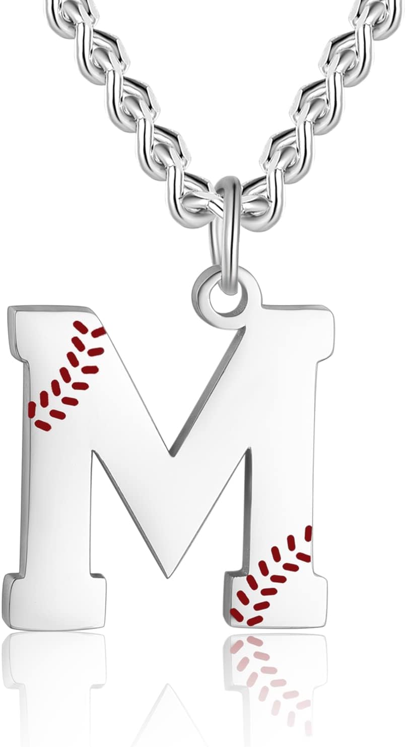 Collar iniciales béisbol cadena acero inox 22" hombre