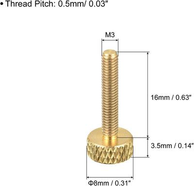 5 M3x16mm Perillas sujetadores latón para electrónicos