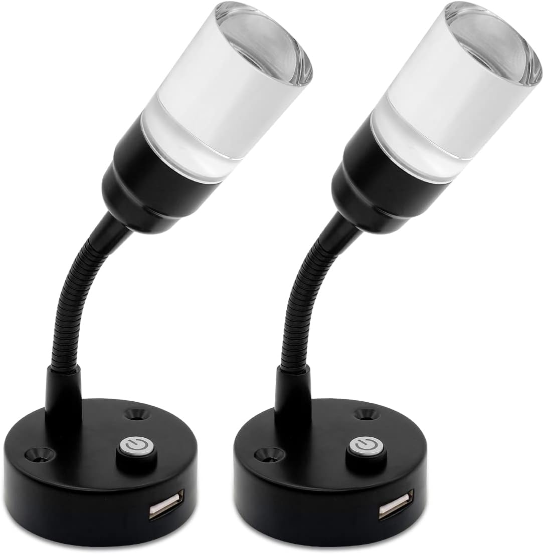 Luces lectura RV USB 12V LED mesa interior pack 2