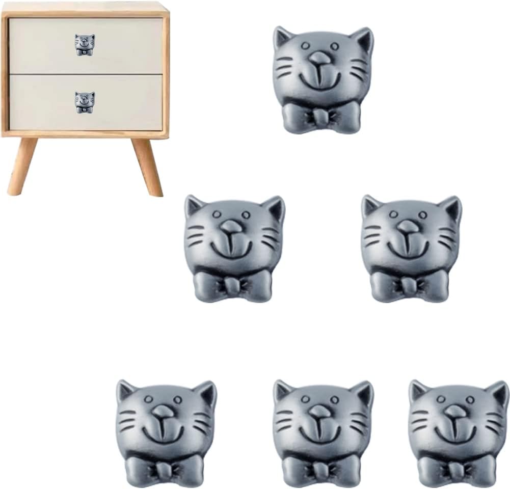 Tiradores decorativos para gabinete gato 6 pzas
