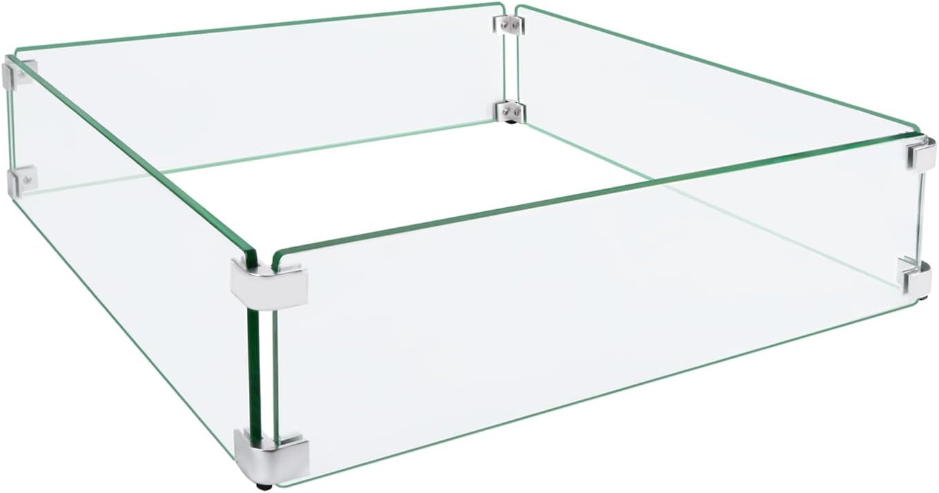 Protector viento vidrio templado 19.5" mesa fogata