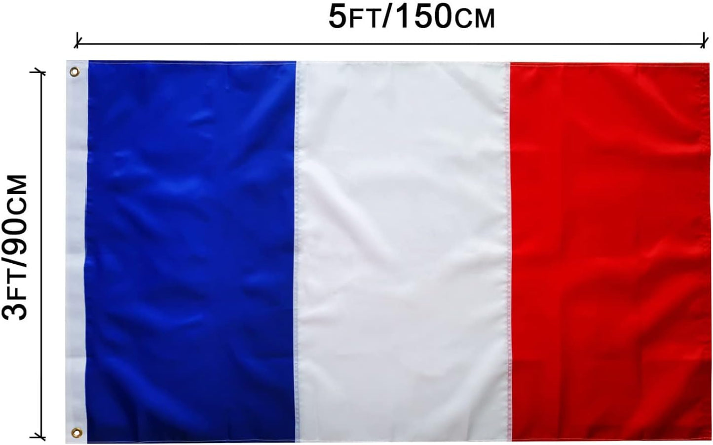 Bandera Francia 3x5ft 210D poliéster rayas cosidas ojales