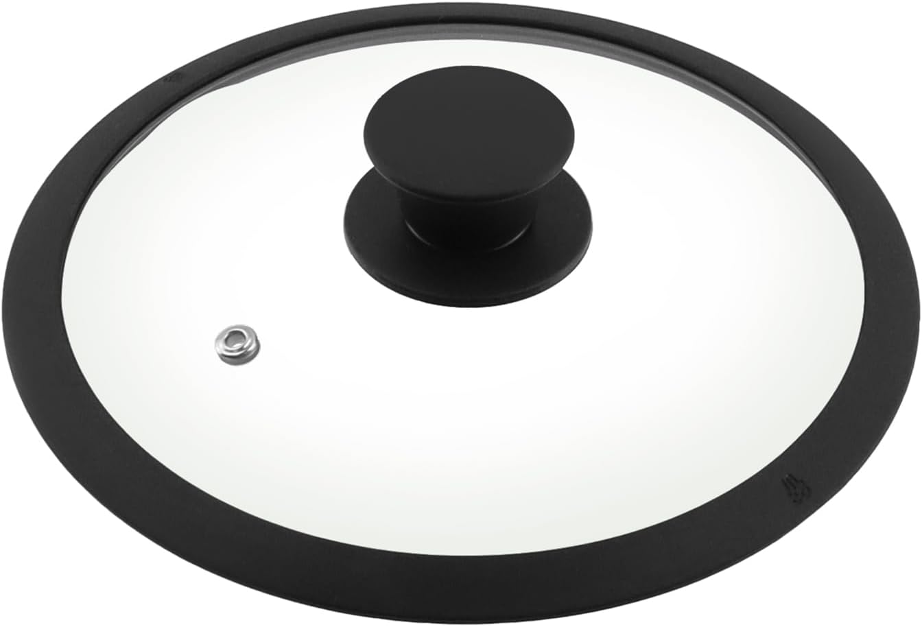 Tapa Vidrio Templado 8pulg Borde Silicona Negro Universal