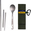 Set palillos y cuchara titanio plegable con bolsa mosquetón