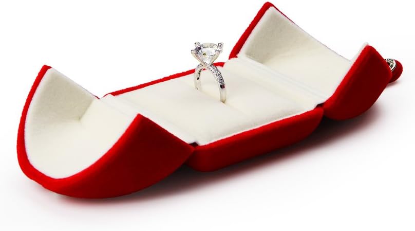 Caja terciopelo rojo para anillo compromiso boda