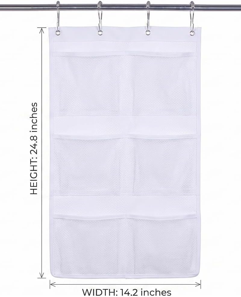Organiz. ducha malla 6 bolsillos baño color blanco